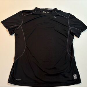 Nike Black Pro Combat Performance Tee | Size XL | Gray Stitching for design